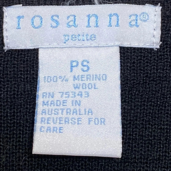 VTG Rosanna Cardigan Sweater Merino Wool Black PS - Picture 5 of 6
